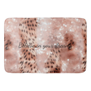 Snyggt Girly Rosa ros Guld Leopard Glitz Badrumsmatta