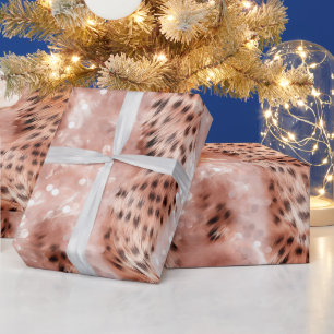 Snyggt Girly Rosa ros Guld Leopard Glitz Presentpapper