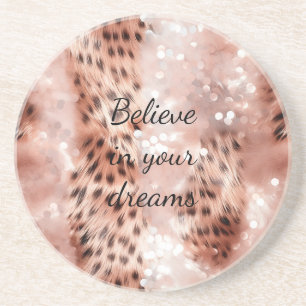 Snyggt Girly Rosa ros Guld Leopard Glitz Underlägg