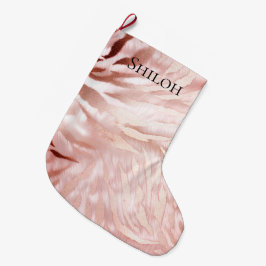 Snyggt Girly Rosa ros Guld Zebra Glam Glitz Stor Julstrumpa