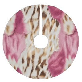 Snyggt Girly Rosa White Guld Zebra Julgransmatta Borstad Polyester