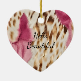 Snyggt Girly Rosa White Guld Zebra Julgransprydnad Keramik