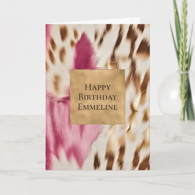 Snyggt Girly Rosa White Guld Zebra Kort (Framsida)