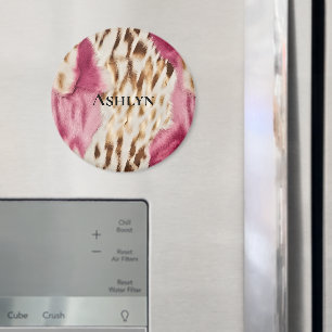 Snyggt Girly Rosa White Guld Zebra Magnet