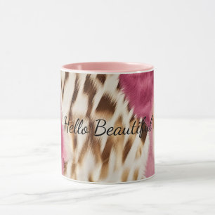 Snyggt Girly Rosa White Guld Zebra Mugg