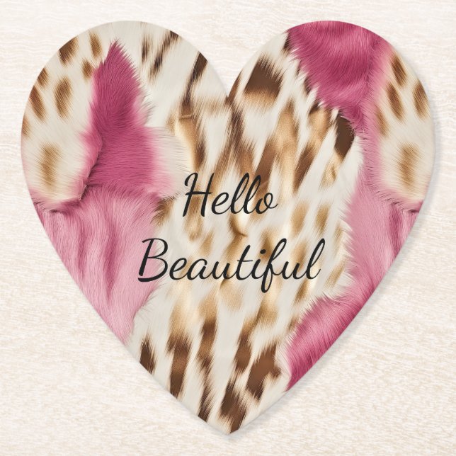 Snyggt Girly Rosa White Guld Zebra Underlägg Papper (Framsida)