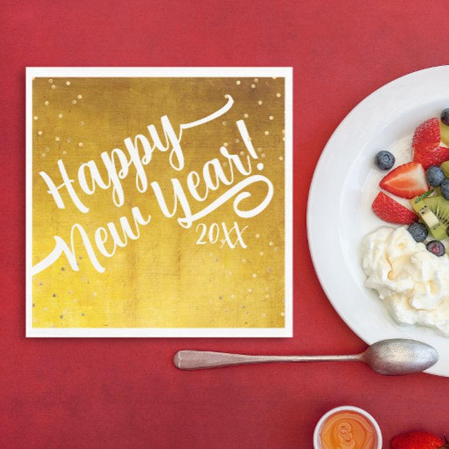 Snyggt Glam Golden New Year Party Pappersservett (Skapare uppladdad)