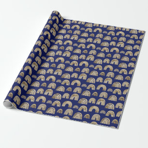 Snyggt Glam Guld Rainbow Mönster Chic Navy Blue Presentpapper