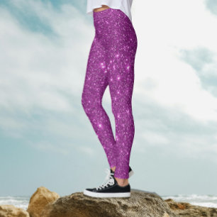 Snyggt Glam Magenta Lila Gnistra Glitter Party Leggings