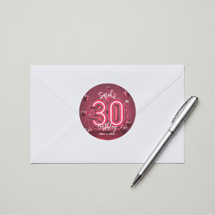 Snyggt Glam Neon Fuchsia Rosa 30års födelsedag Runt Klistermärke