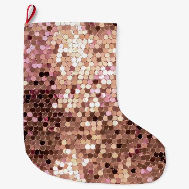 Snyggt Glam Ro Guld  Rosa Confetti Stor Julstrumpa (Framsidan)