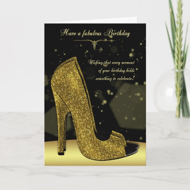Snyggt Glamor Shoor Birthday Greeting Card Kort (Framsida)