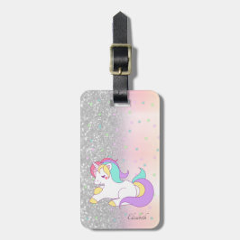 Snyggt Glitter Bokeh, Unicorn,Stars Bagagebricka