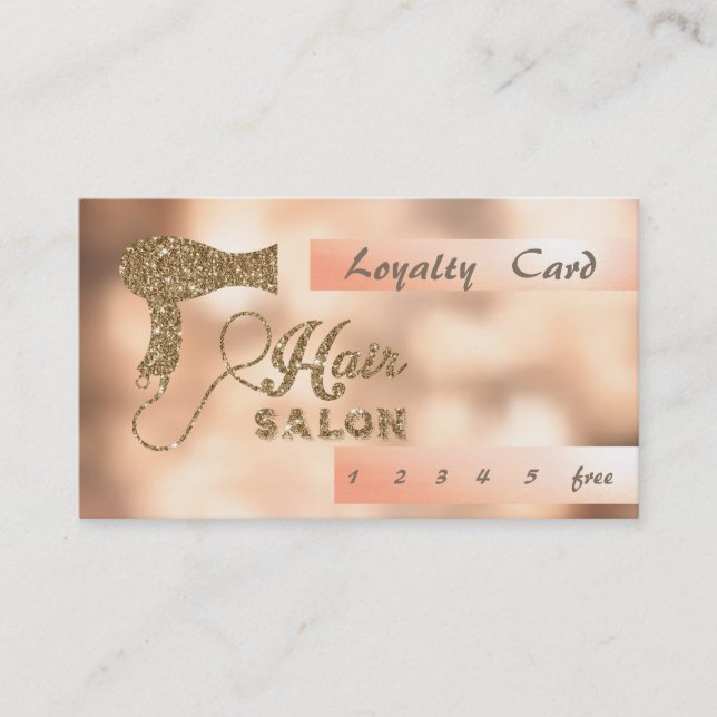 Snyggt Glitter Hairdryer Bokeh Loyalty Card Lojalitetskort (Framsida)