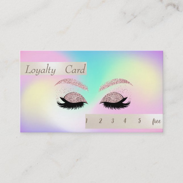 Snyggt Glittery Faux Lash Ombre HoloGraph Lojalitetskort (Framsida)