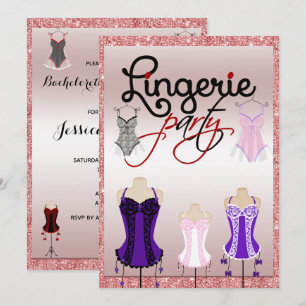 Snyggt Glitzy Bachelorette Lingerie Party Inbjudningar