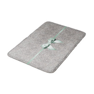 Snyggt Glitzy Sequins, Mint Bow och Ribbon Badrumsmatta