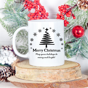 snyggt god jul svartvit helgdag träd kaffemugg