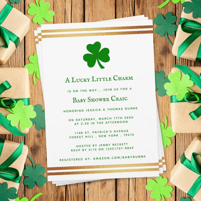 Snyggt Gold Foil St. Patrick Day Baby Shower Inbjudningar (Skapare uppladdad)