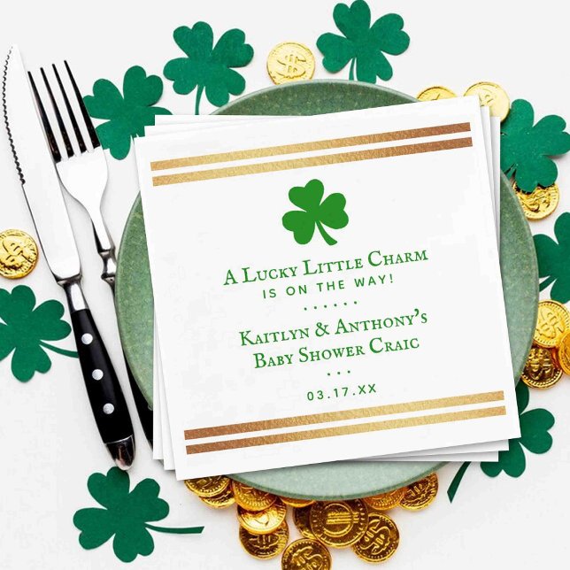 Snyggt Gold Foil St. Patrick Day Baby Shower Pappersservett (Skapare uppladdad)