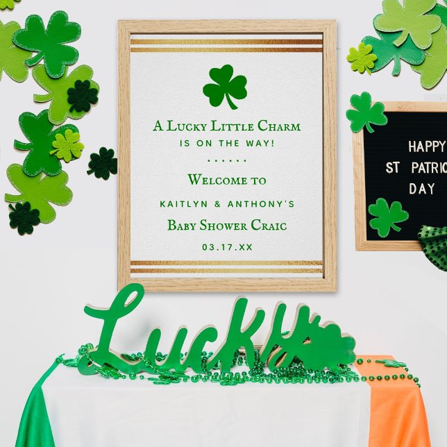 Snyggt Gold Foil St. Patrick Day Baby Shower Poster (Skapare uppladdad)