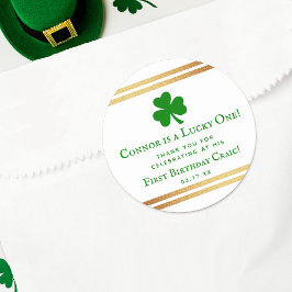 Snyggt Gold Foil St. Patrick's 1st Birthday Favor Runt Klistermärke
