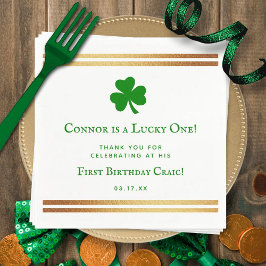 Snyggt Gold Foil St. Patrick's Day 1st Birthday Pappersservett