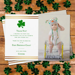 Snyggt Gold Foil St. Patrick's Day 1st Birthday Tack Kort