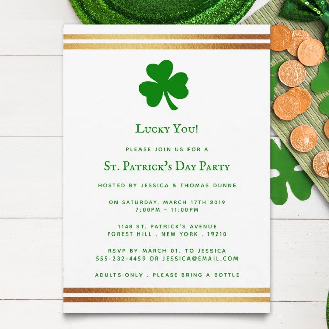 Snyggt Gold Foil St. Patrick's Day-inbjudan Inbjudningar (Skapare uppladdad)