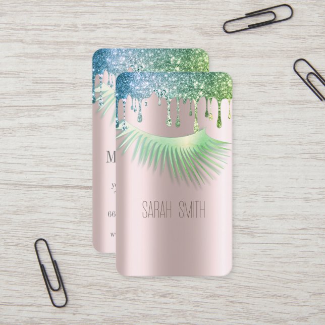 Snyggt Golde Ro Glitter Drives Eyelash Visitkort (Fram/Back In Situ)