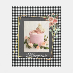 Snyggt Golden Blommigt Ram elegant modern foto Fleecefilt