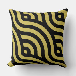 Snyggt Golden-Brown och Black Stripe Wave Mönster Kudde