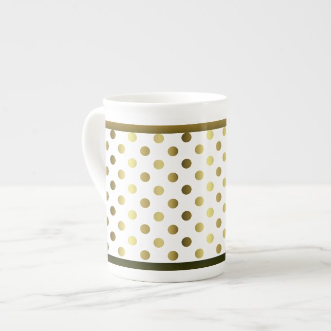 Snyggt Golden Polka Dot Bone China Mugg Benporslin Mugg (Framsida vänster)