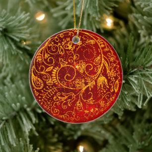 Snyggt Golden-Red Ornament