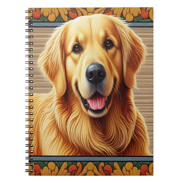 Snyggt Golden Retriever Hund Colorful Ram Anteckningsbok (Framsidan)