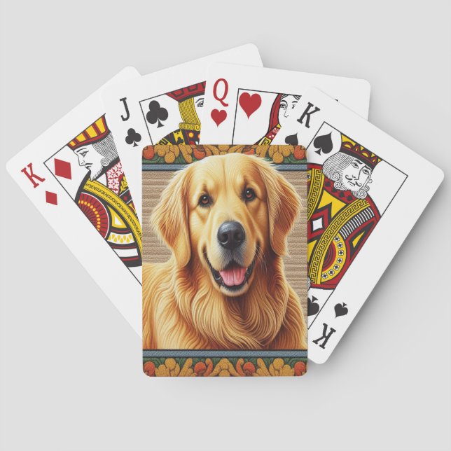 Snyggt Golden Retriever Hund Colorful Ram Casinokort (Baksidan)