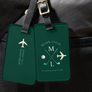 Snyggt Golfer Klubb Monogram Grönt Travel Bagagebricka