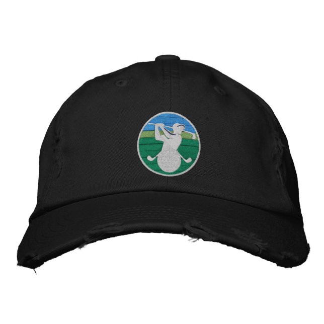 Snyggt Golfer Stripe Circle Elegant Design Broderad Keps (Framsida)