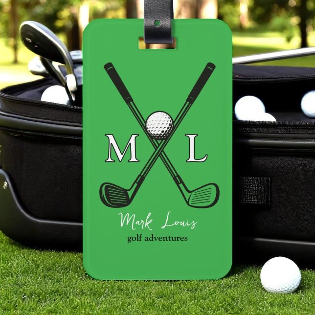 Snyggt Golfplayer's Monogrammed kelly-grönt Bagagebricka (Skapare uppladdad)
