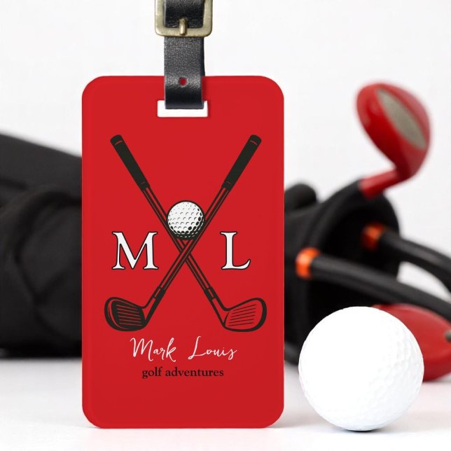 Snyggt Golfplayer's Monogrammed red bagagetagg Bagagebricka (Skapare uppladdad)