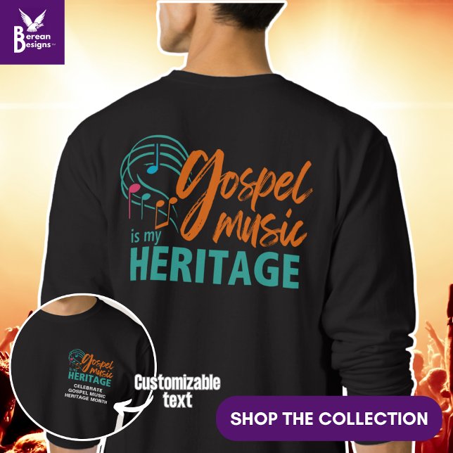 Snyggt GOSPEL MUSIC ÄR MITT ARV Lång Ärmad Tröja (GOSPEL MUSIC IS MY HERITAGE stylish Christian sweatshirt to celebrate Heritage Month in September)