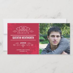 SNYGGT GRAD PHOTOCARD modern student-kortröd Meddelande