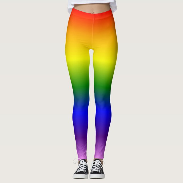 Snyggt gradient regnbågsfärger mönster leggings (Framsida)
