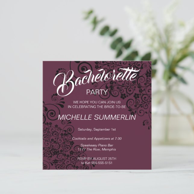 Snyggt Gräns Bachelorette-partiets inbjudan (Stående Fram)