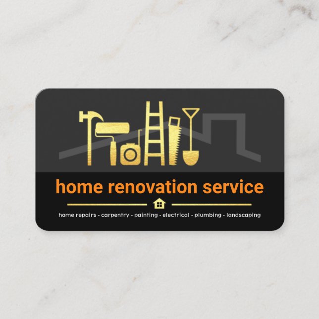 Snyggt Grått Black Lagrar Construction Verktyg Visitkort (Framsida)