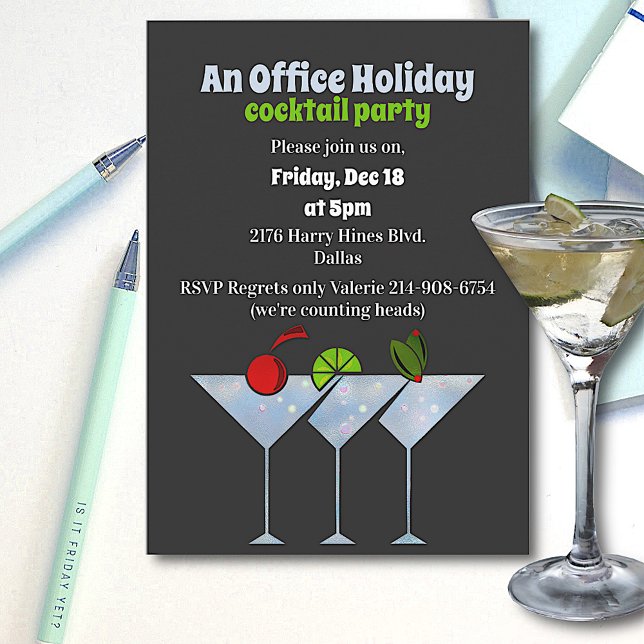 Snyggt Grått Cocktails julfest - inbjudan (Skapare uppladdad)