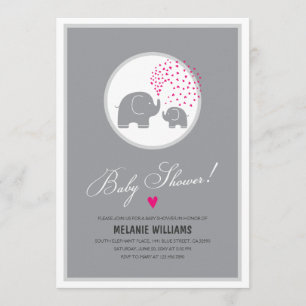 Snyggt Grått Elephants Baby Shower-inbjudan Inbjudningar