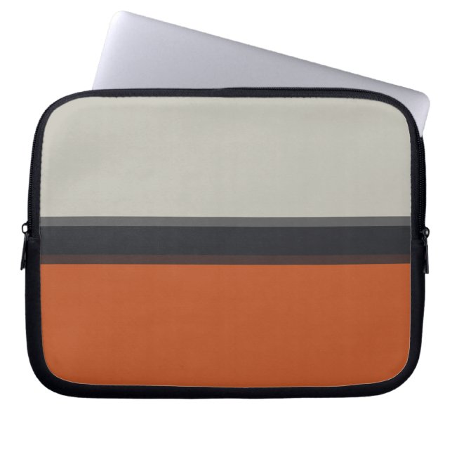 Snyggt Grått Navy Orange Red Rand Mönster Laptop Sleeve (Framsidan)