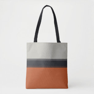 Snyggt Grått Navy Orange Red Rand Mönster Tygkasse