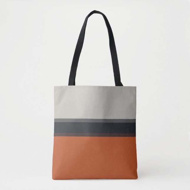 Snyggt Grått Navy Orange Red Rand Mönster Tygkasse (Framsida)